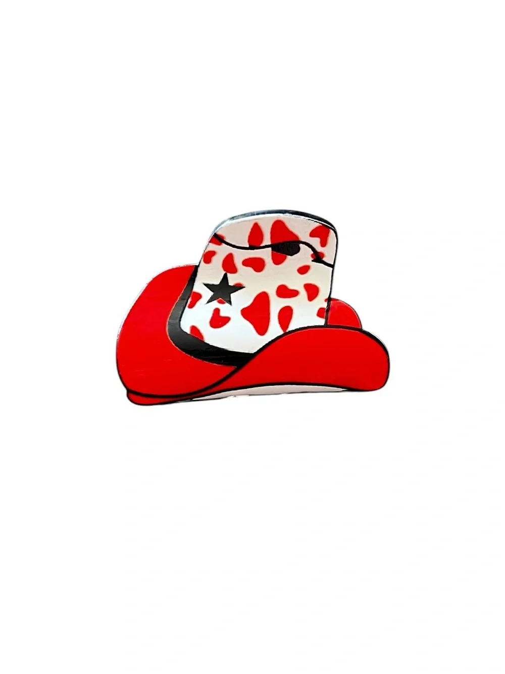 New Red White Black Star Animal Cowboy Hat Western 2“ Lobster Claw Hair Clip
